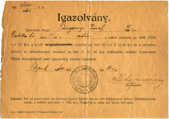 Papír és hüvely eladási engedély Papír és hüvely eladási engedély