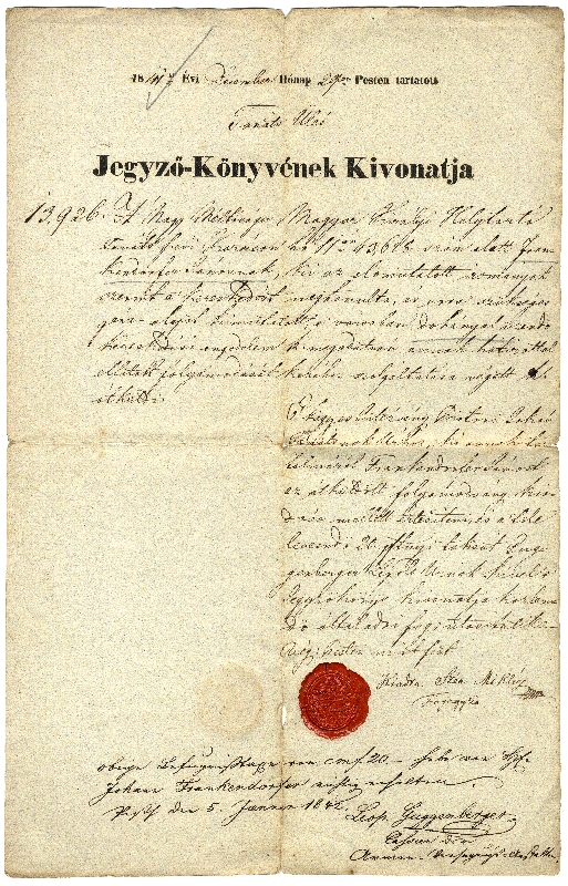 Dohánykereskedési engedély, 1841 Dohánykereskedési engedély, 1841