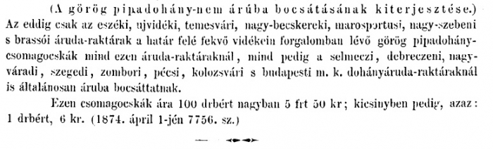 1874.04.15. Görög pipadohány