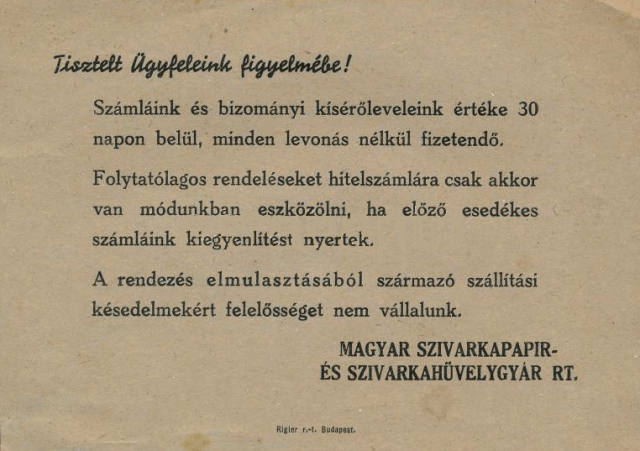 Szivarkahüvelygyár megrendelések