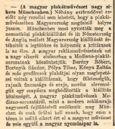 1929.09.11. Magyar plakátművészet