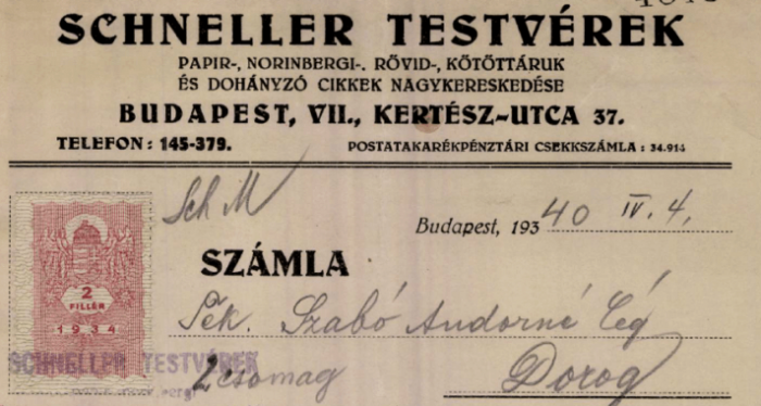 Schneller Testvérek számla, 1940