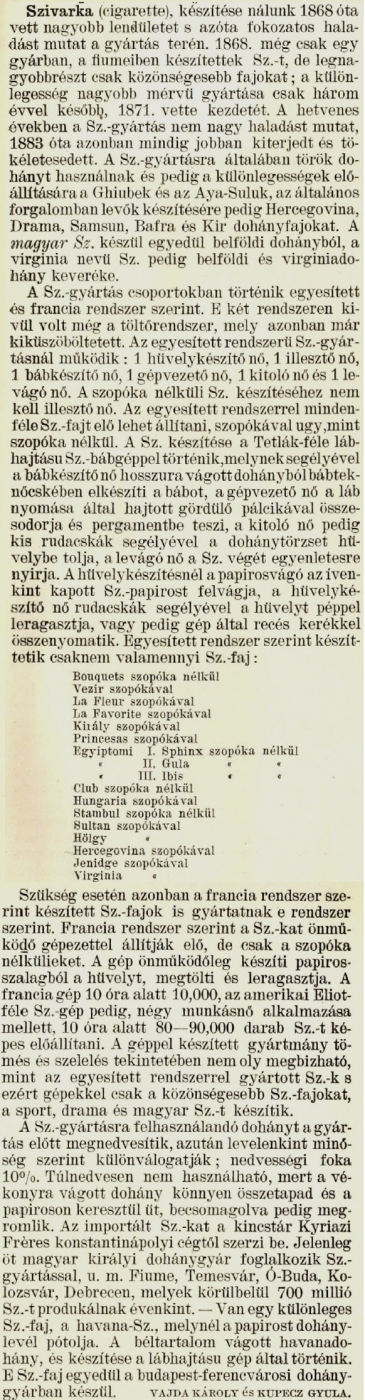1897. Szivarka (cigarette)