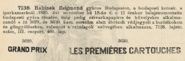 1895.11.18. Papír és hüvely