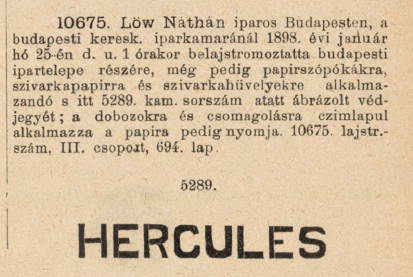 1898.01.25. Hercules papír és hüvely