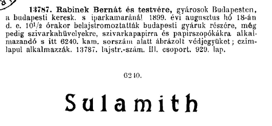 1899.08.18. Sulamith papír és hüvely
