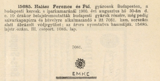 1900.08.30. EMKE papír és hüvely