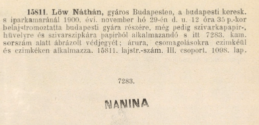 1900.11.29. Nanina papír és hüvely
