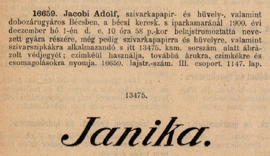 1900.12.01. Janika papír és hüvely