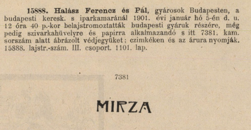 1901.01.05. Mirza papír és hüvely