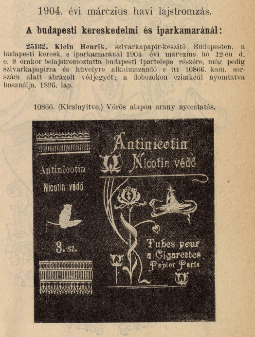 1904.03.12. Antinicotin hüvely