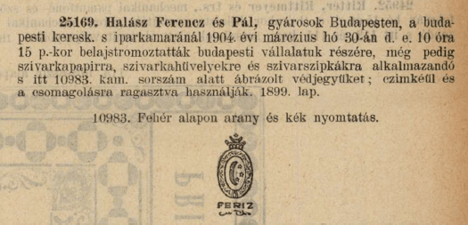 1904.03.30. Feriz papír és hüvely
