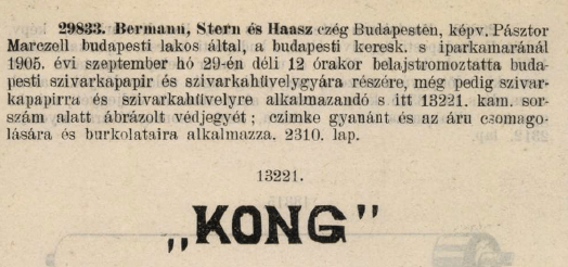 1905.09.29. Kong papír és hüvely