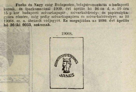 1909.04.26. Janus papír és hüvely