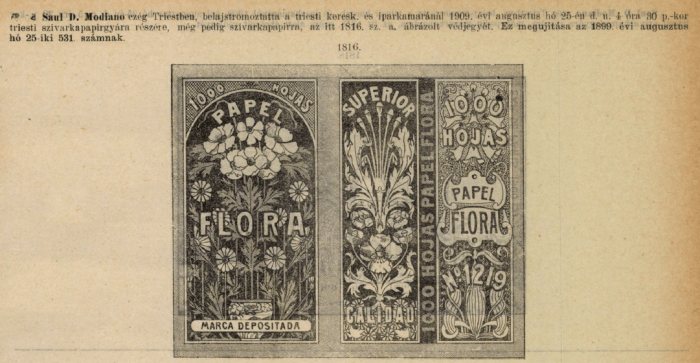 1909.08.25. Flora cigarettapapír