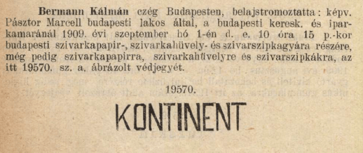 1909.09.01. Kontinent papír és hüvely