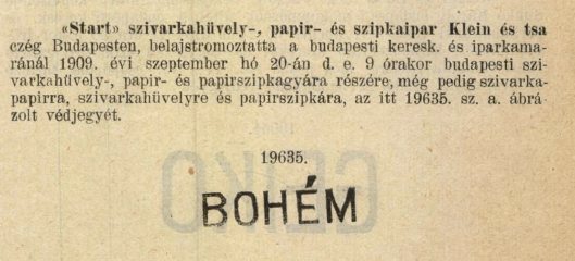 1909.09.20. Bohém papír és hüvely