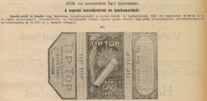 1909.09.28. TipTop cigarettapapír