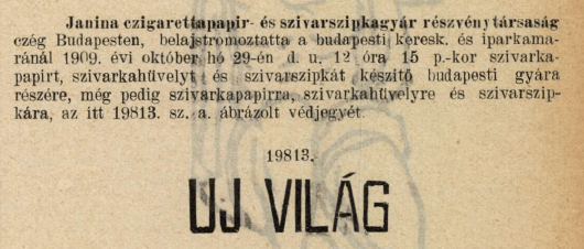 1909.10.29. Uj Világ papír és hüvely
