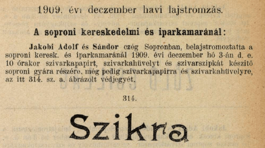 1909.12.03. Szikra papír és hüvely