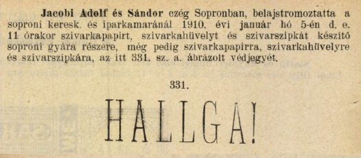 1910.01.05. Hallga! papír és hüvely