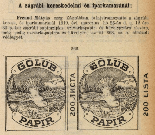 1910.03.26. Golub cigarettapapír