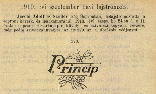 1910.09.24. Princip papír és hüvely