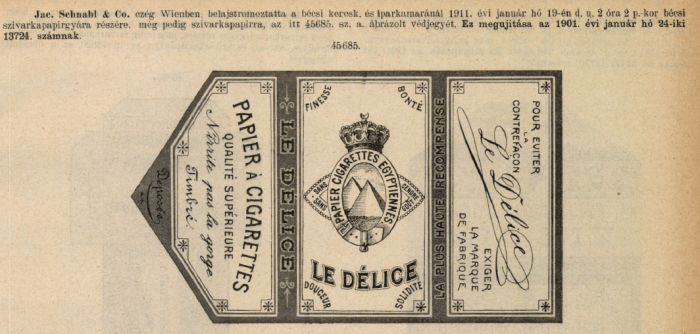 1911.01.19. Le Délice cigarettapapír