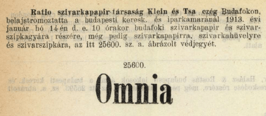 1913.01.14. Omnia papír és hüvely