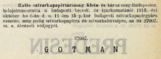 1913.10.06. Gotman papír és hüvely