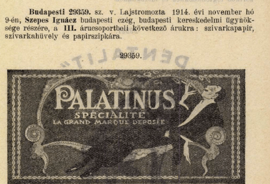 1914.11.09. Palatinus papír és hüvely