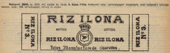 1915.04.19. Riz Ilona papír és hüvely