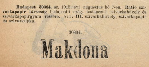 1915.08.07. Makdona papír és hüvely