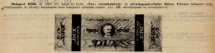 1916.05.15. Dux papír és hüvely