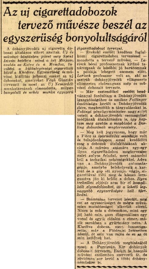 1935.08.20. Új cigarettadobozok