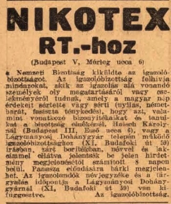 1945.07.20. A Nikotex Rt.-hoz