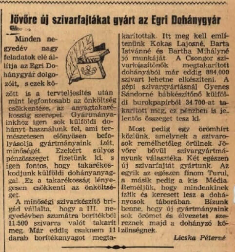 1956.10.13. Új szivarfajták