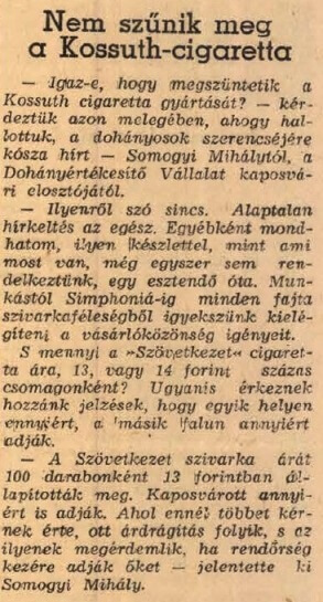 1957.10.17. Kossuth cigaretta