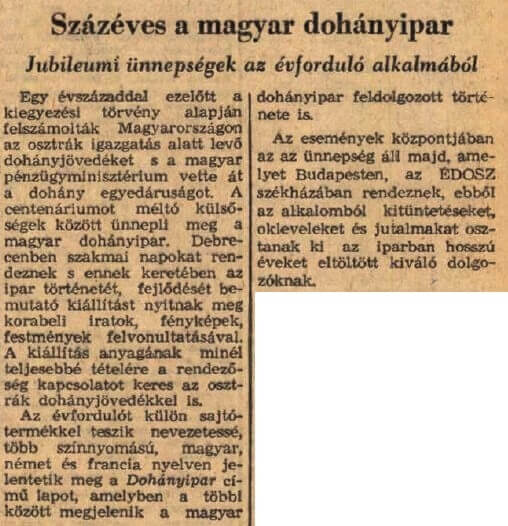 1967.02.15. 100 éves a dohányipar