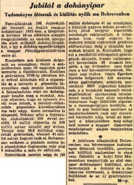 1967.09.07. Jubilál a dohányipar