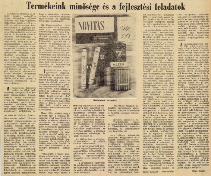1972. Egri dohánytermékek
