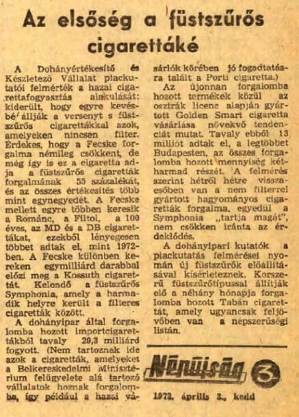 1973.04.03. Filteres cigaretták