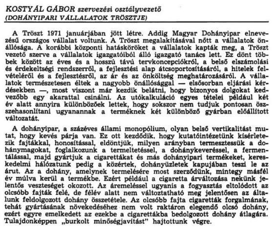 1974. A Dohányipari Tröszt
