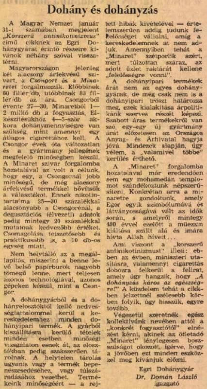1978.02.28. Dohány és dohányzás