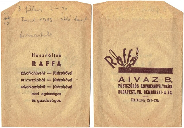Raffa hüvely és szipka