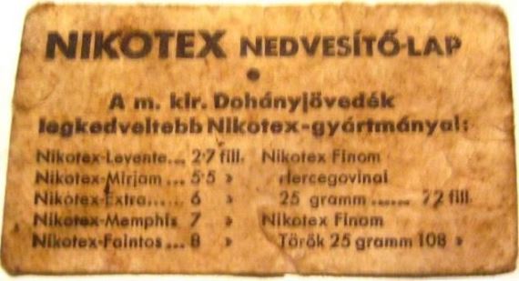 Nikotex nedvesítő lap 1.