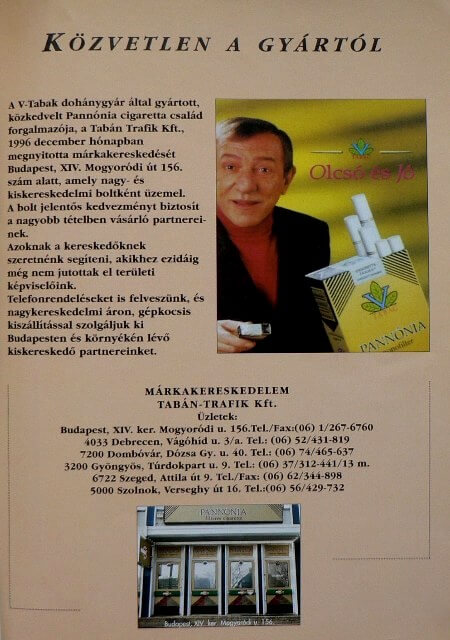 Pannónia cigaretta  - 1996/2.