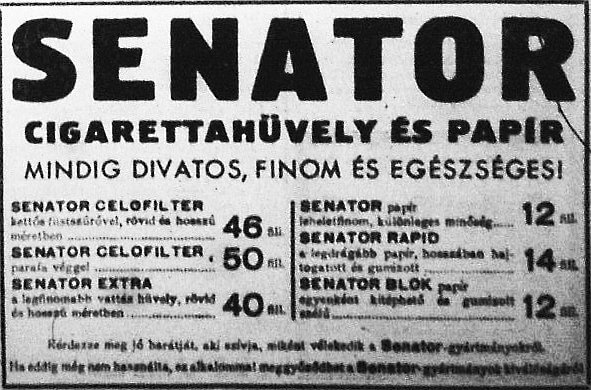 Senator papír és hüvely 31.